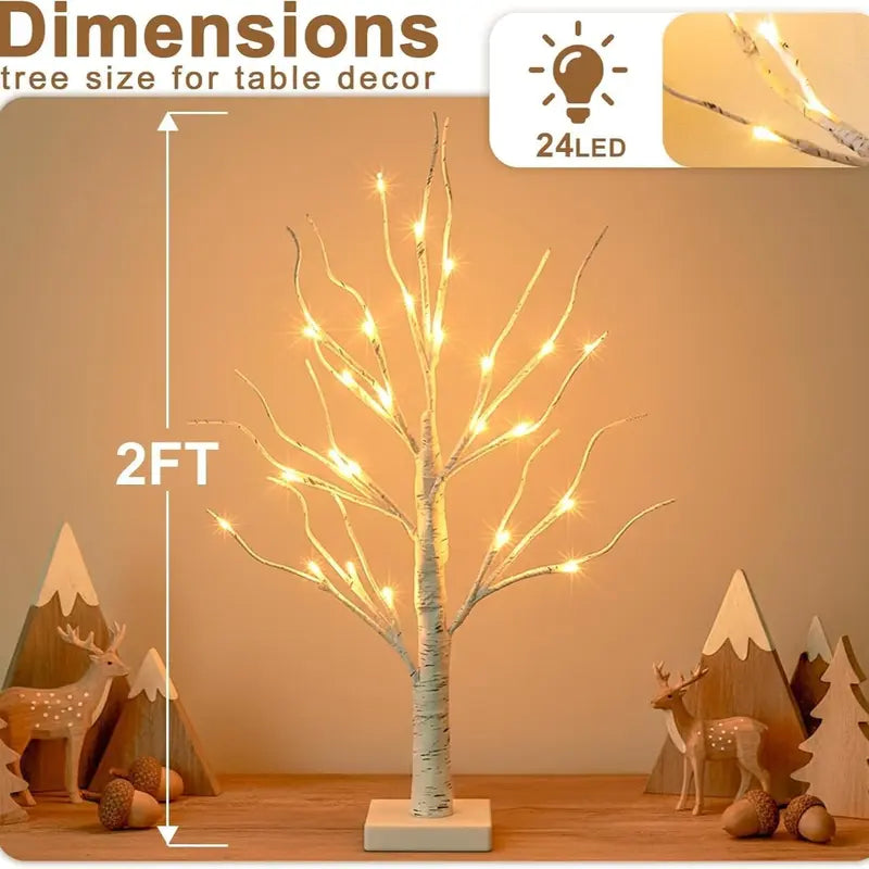 HOODINK 6FT Illuminated Birch Tree with 120 Warm White LEDs, 8 Twinkling Modes, Dimmable Decor for Christmas and Events, Suitable for Indoor and Outdoor Use