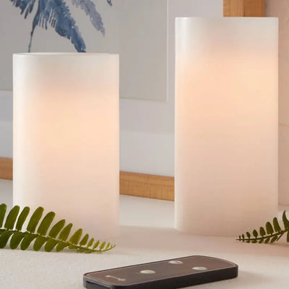 Set of Three LED Flameless Black Wick Candles in White - 3" x 4", 3" x 5", and 3" x 6" - Threshold