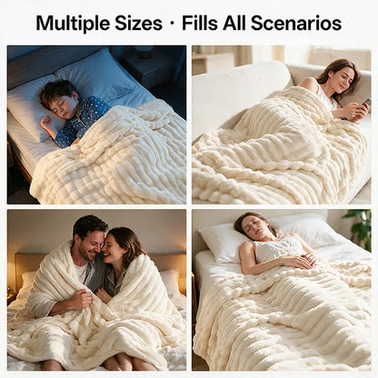 Jeffans 3D Striped Textured Fluffy Fleece Throw Blanket - Soft, All-Season, Machine Washable Decorative Blanket for Sofa and Bed, Ideal Gift for Home, Living Room, and Dorm