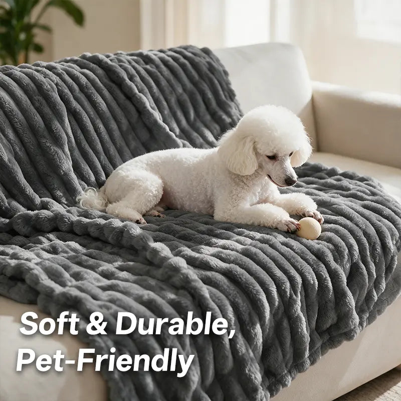 Jeffans 3D Striped Textured Fluffy Fleece Throw Blanket - Soft, All-Season, Machine Washable Decorative Blanket for Sofa and Bed, Ideal Gift for Home, Living Room, and Dorm