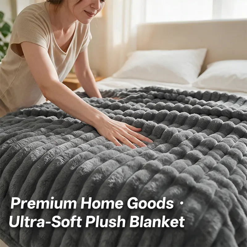 Jeffans 3D Striped Textured Fluffy Fleece Throw Blanket - Soft, All-Season, Machine Washable Decorative Blanket for Sofa and Bed, Ideal Gift for Home, Living Room, and Dorm